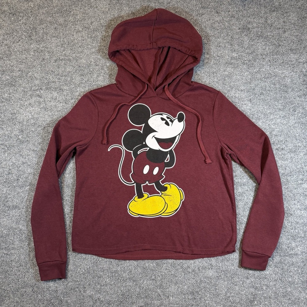 Disney Mickey Mouse Hoodie Women's M Super Soft Fleece Cropped Oversized